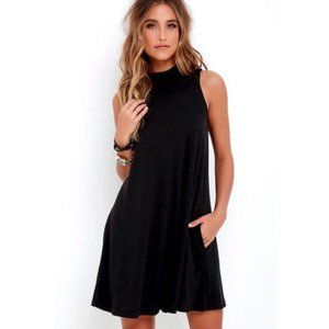 Topshop Mock Neck Black Mini Dress Sz 4